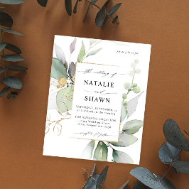 Flyer Boda de ecología de oro brillante de eucalipto de