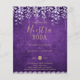 Flyer Boda de encaje de histeria púrpura moderna