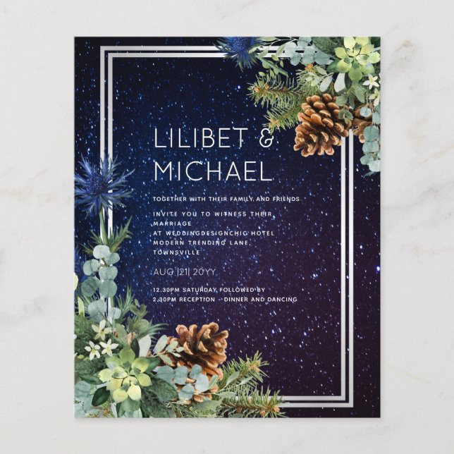 Flyer BODA de Eucalyptus Pine Cones de Invierno PRESUPUE (Frente)
