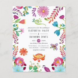 Flyer Boda de Fiesta Mexicana Floral Acuarela Colorida