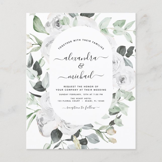 Flyer Boda de Flor de Eucalipto Verde Económico (Frente)