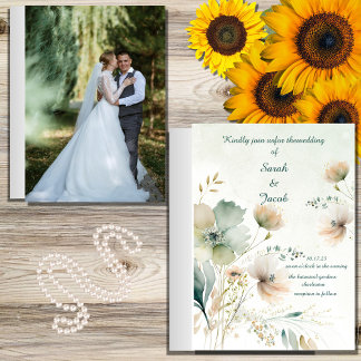 Flyer boda DE FLORALES VERDES ELEGANTES DE SAGE DE PRESU