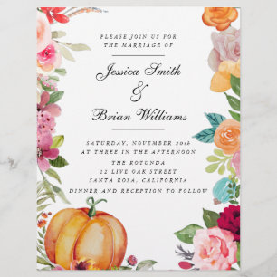 Flyer Boda De Flores De Caída Enamorada Calabaza Rosa