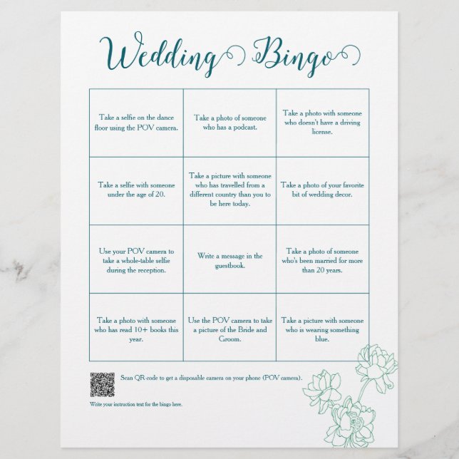 Flyer Boda de flores de peones de mano verde (Frente)