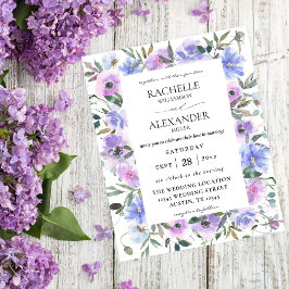 Flyer Boda de flores de peri y púrpura