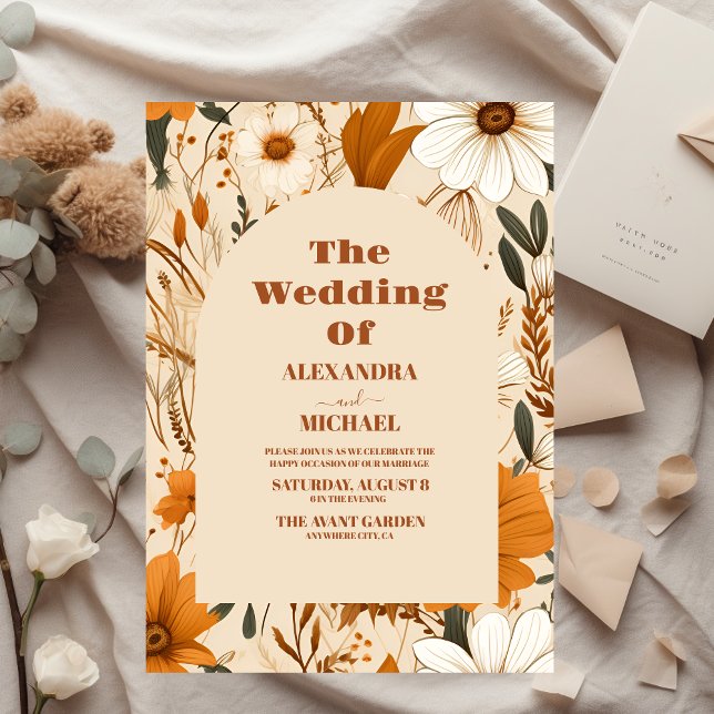 Flyer Boda de flores silvestres Naranja quemadas de pres (Subido por el creador)