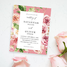 Flyer Boda de flores y vegetación rosada y rosa de presu