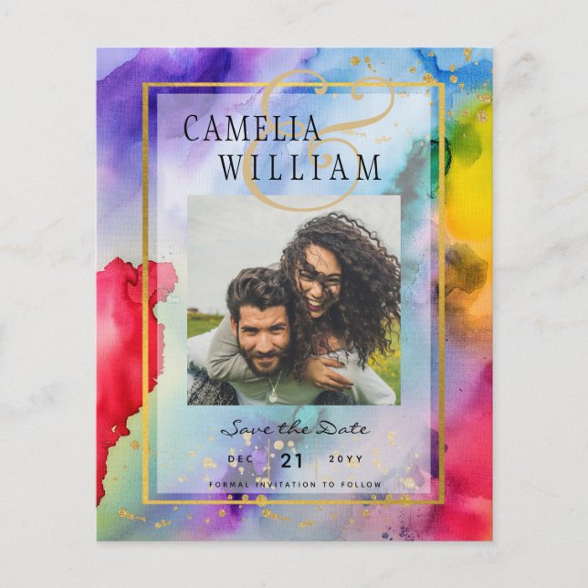 Flyer Boda de FOTO de tinta del orgullo arcoiris de Leah (Frente)