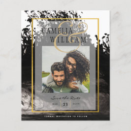 Flyer Boda de FOTOS LeahG Black Gold INK Save Date