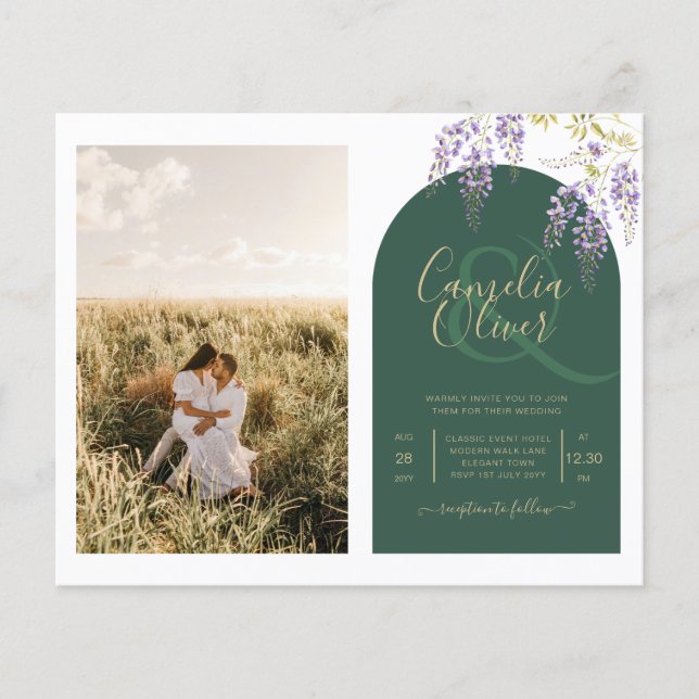Flyer Boda de FOTOS todo en1 presupuesto Wisteria Código (Frente)