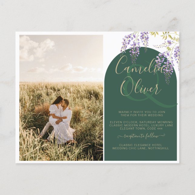 Flyer Boda de FOTOS todo en1 presupuesto Wisteria Código (Frente)