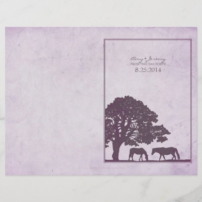 Flyer Boda de granja de caballos morado (Frente)