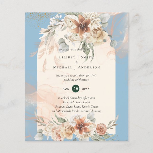 Flyer BODA de Grasa Dusty Blue Pampas (Frente)
