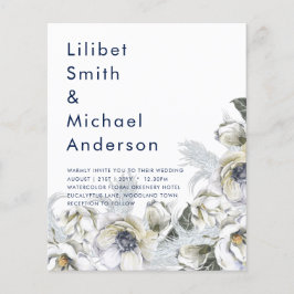 Flyer BODA de Grass de la Marina Blanca Floral Pampas