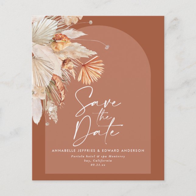 Flyer boda de hierba de terracota pampas bohemia presupu (Frente)