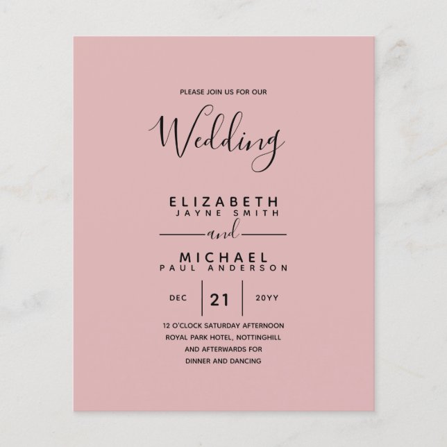 Flyer Boda de inglés de la BODA en español bilingüe (Frente)