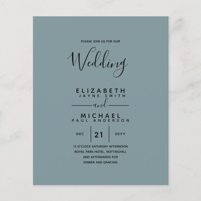 Flyer Boda de inglés de la BODA en español bilingüe (Frente)