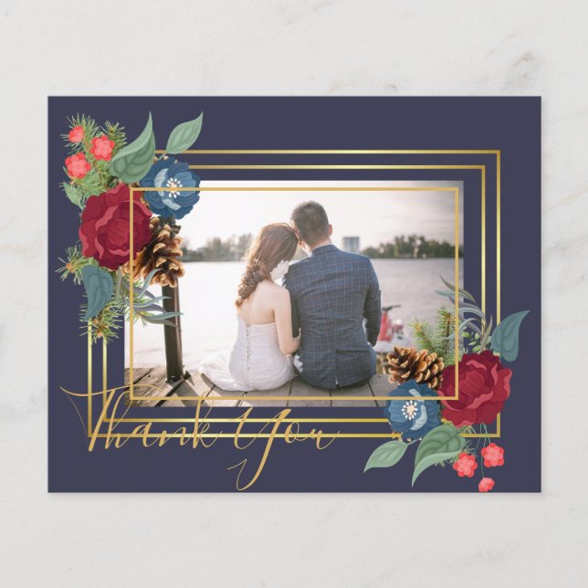 Flyer Boda de invierno Borgoña Azul Verde azulado Modern (Frente)