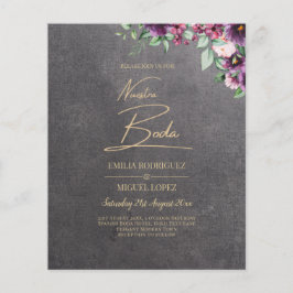Flyer Boda de invierno con flores de Berry gris plateado