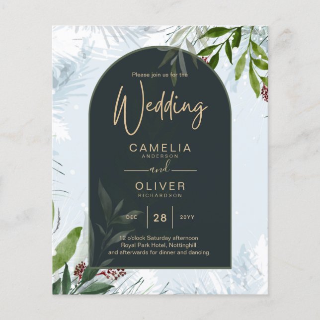 Flyer Boda de Invierno de LeahG Aqua Blue Green INVITE (Frente)