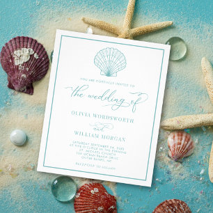 Flyer Boda de la cubierta de la playa Invitar Azul de vi