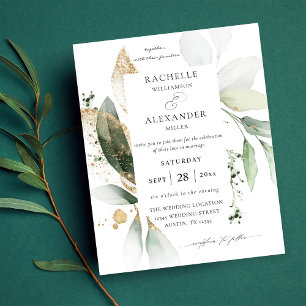 Flyer Boda de la ecología de oro brillante de Eucalyptus