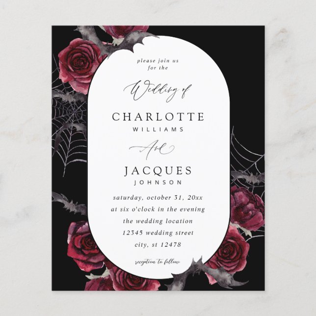 Flyer Boda de los murciélagos de Halloween de la Rosa Ro (Frente)