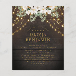 Flyer Boda de Luces de Cuerda Florales de Madera Rústica