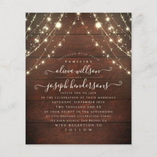 Flyer Boda de luces de madera rústica simple y elegante