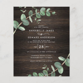 Flyer boda de madera oscura del eucalipto verde del pres