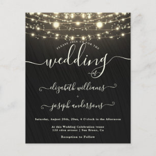Flyer Boda de Madera Rusa Natural y Luz Blanca Negra