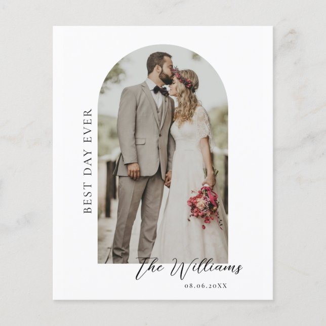 Flyer Boda de marco de arco de presupuesto Foto Tarjeta  (Frente)