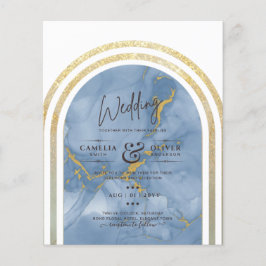 Flyer Boda de Mármol de Oro Azul con menos presupuesto