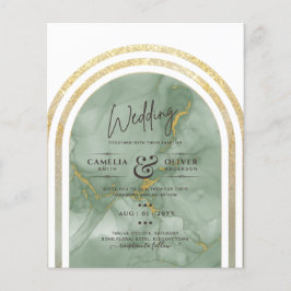 Flyer Boda de Mármol de Oro Verde con menos presupuesto
