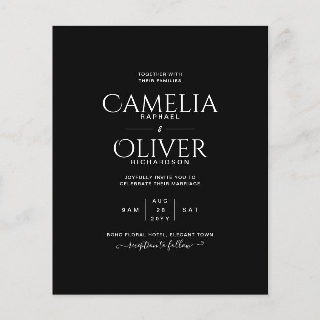 Flyer BODA de MONOCRÓMICA Blanco Negro (Frente)