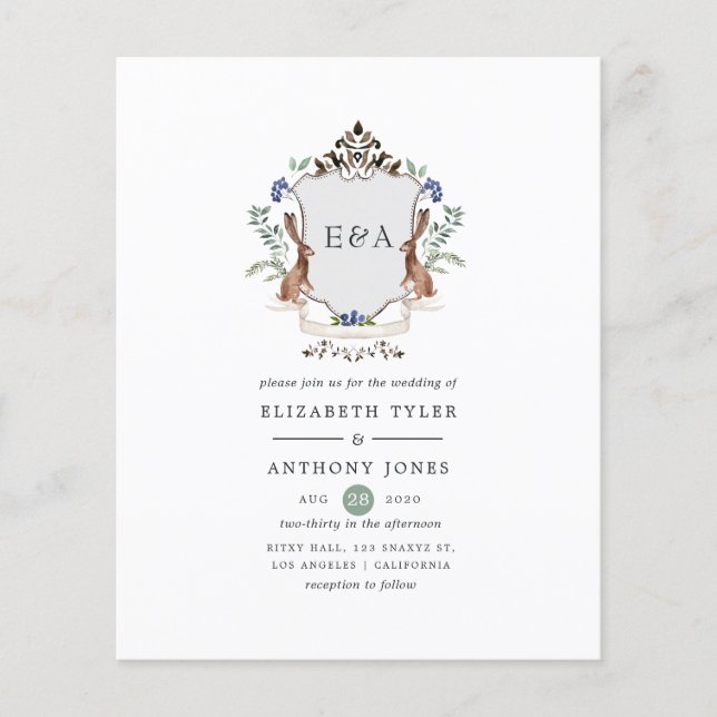 Flyer Boda de monograma de cresta de laurel del bosque d (Frente)