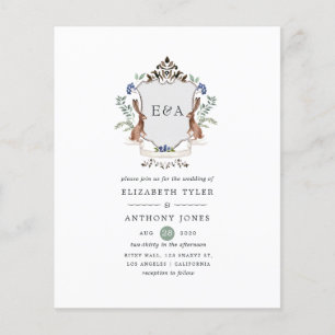 Flyer Boda de monograma de cresta de laurel del bosque d