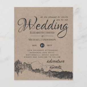 Flyer Boda de Montañas Rústicas con Menor Presupuesto