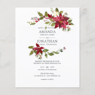 Flyer Boda de Navidad con Floral Acuarela Borgoña
