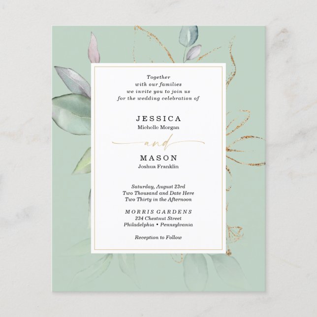 Flyer Boda de oro F y varilla verde de acuarela de presu (Frente)