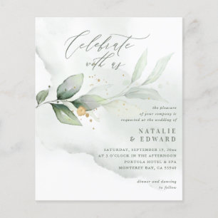 Flyer boda de oro metálico del follaje acuático de presu