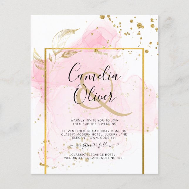 Flyer BODA DE ORO ROSA Tinta Abstracta Alcohólica (Frente)