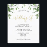 Flyer Boda de oro verde de Eucalyptus de presupuesto<br><div class="desc">Invitación a la Boda de Oro Verde Eucalyptus. Un bonito diseño acuático moderno con un elegante guión con letras de oro. Personalice esta elegante zona verde de Eucalyptus con los nombres de la novia y del novio y los detalles del evento de boda. VUELTA PRESUPUESTARIA: ACTUALIZACIÓN PARA PAPEL MÁS AGRADABLE...</div>