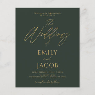 Flyer Boda de oro verde esmeralda del presupuesto modern