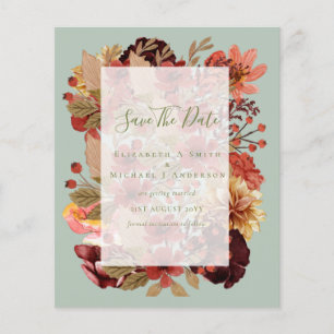 Flyer Boda de Otoño con Flores - PRESUPUESTO de Borgoña 