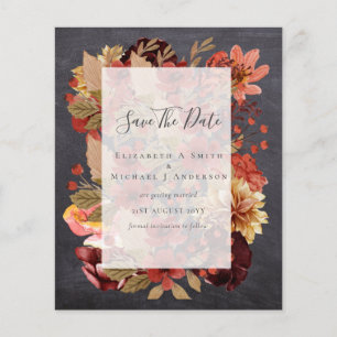 Flyer Boda de Otoño con Flores - PRESUPUESTO de Borgoña 