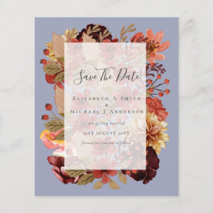 Flyer Boda de Otoño con Flores - PRESUPUESTO de Borgoña