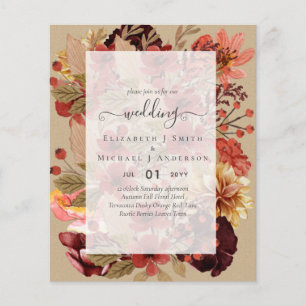 Flyer Boda de Otoño con Flores - PRESUPUESTO de Borgoña