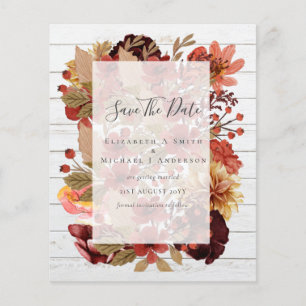 Flyer Boda de Otoño con Flores - PRESUPUESTO de Borgoña