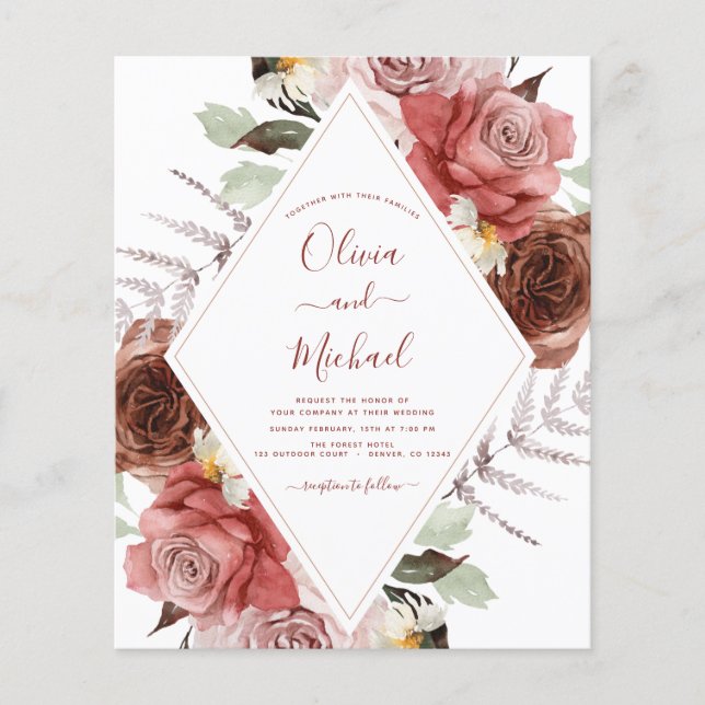 Flyer Boda de otoño de presupuesto Eucalipto floral de o (Frente)